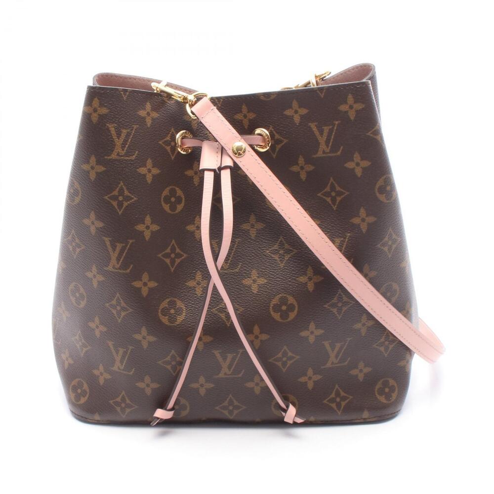 Louis Vuitton NeoNoe Monogram Poudre Canvas Leather Shoulder Bag Rose Pink Brown